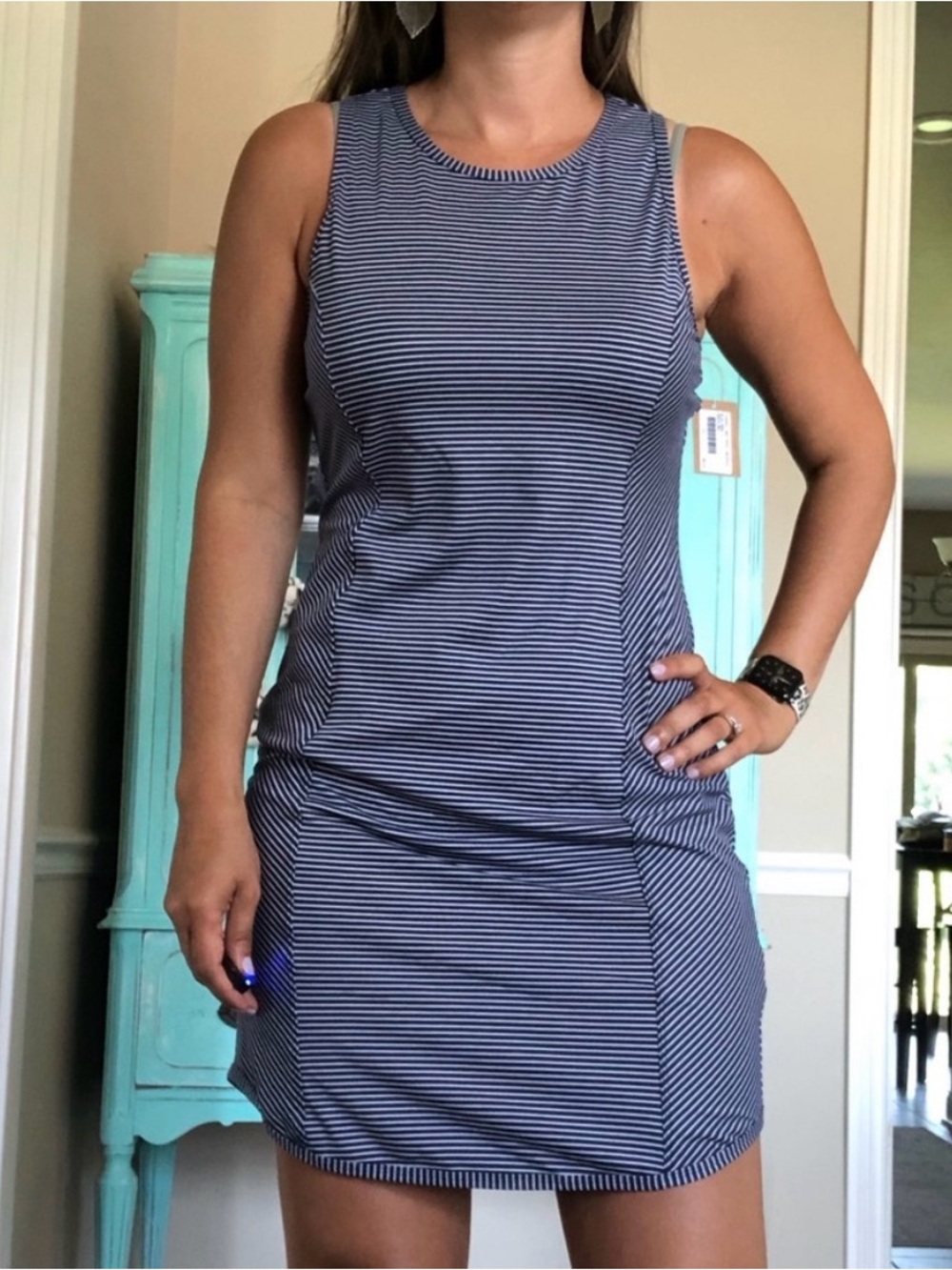 Title Nine Striped Tank Summer Dress Blue M